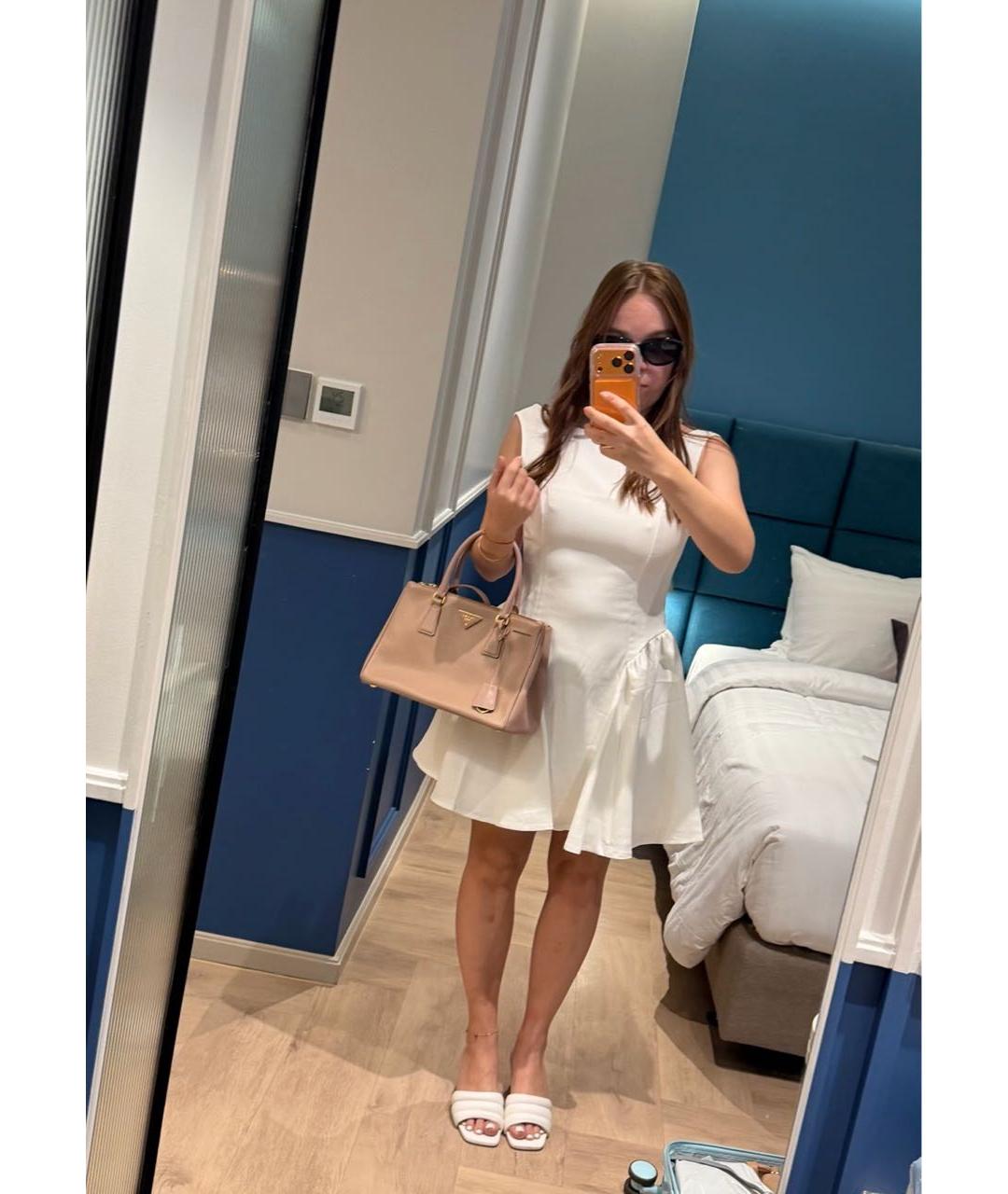 PRADA Бежевая кожаная сумка с короткими ручками, фото 7