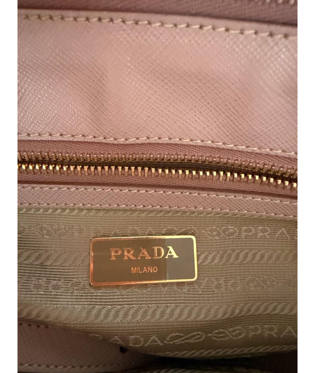 PRADA Бежевая кожаная сумка с короткими ручками, фото 5