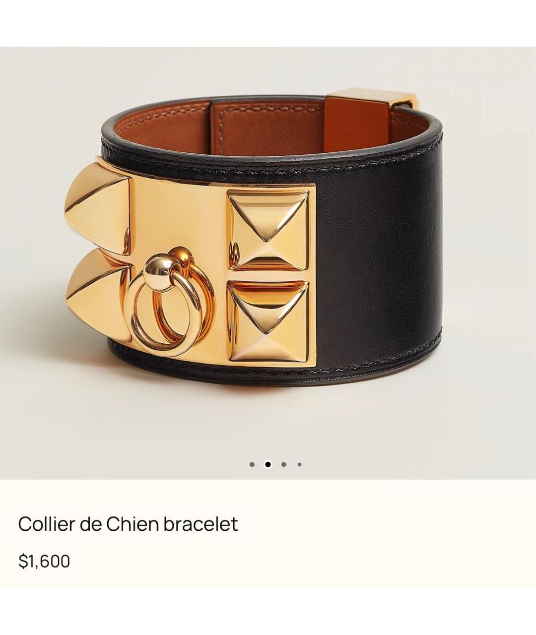 HERMES Черный кожаный браслет, фото 9