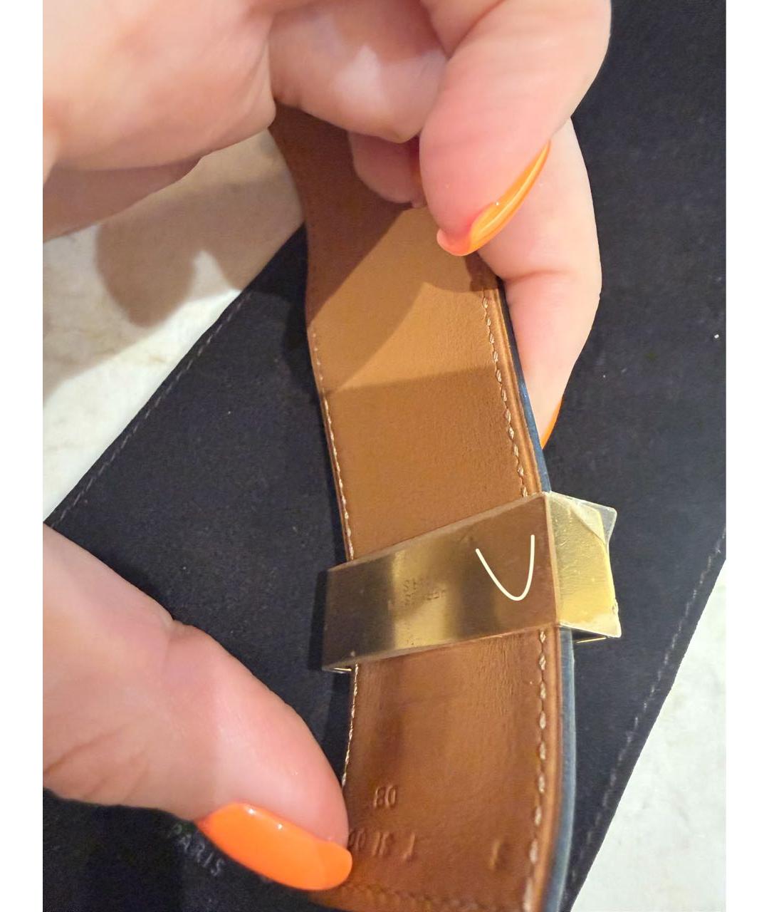 HERMES Черный кожаный браслет, фото 5