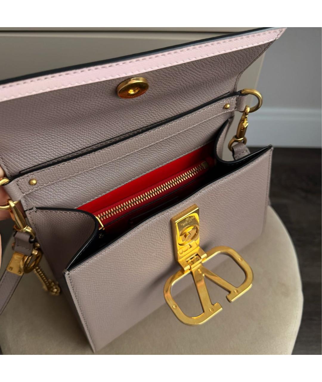 RED VALENTINO Бежевая кожаная сумка через плечо, фото 4