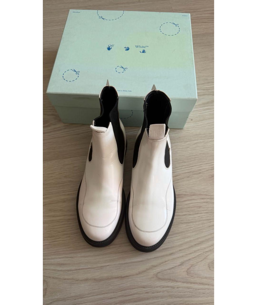 OFF-WHITE Белые кожаные полусапоги, фото 2