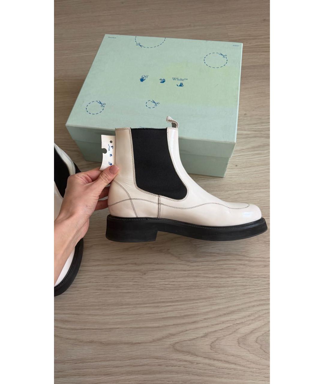 OFF-WHITE Белые кожаные полусапоги, фото 7