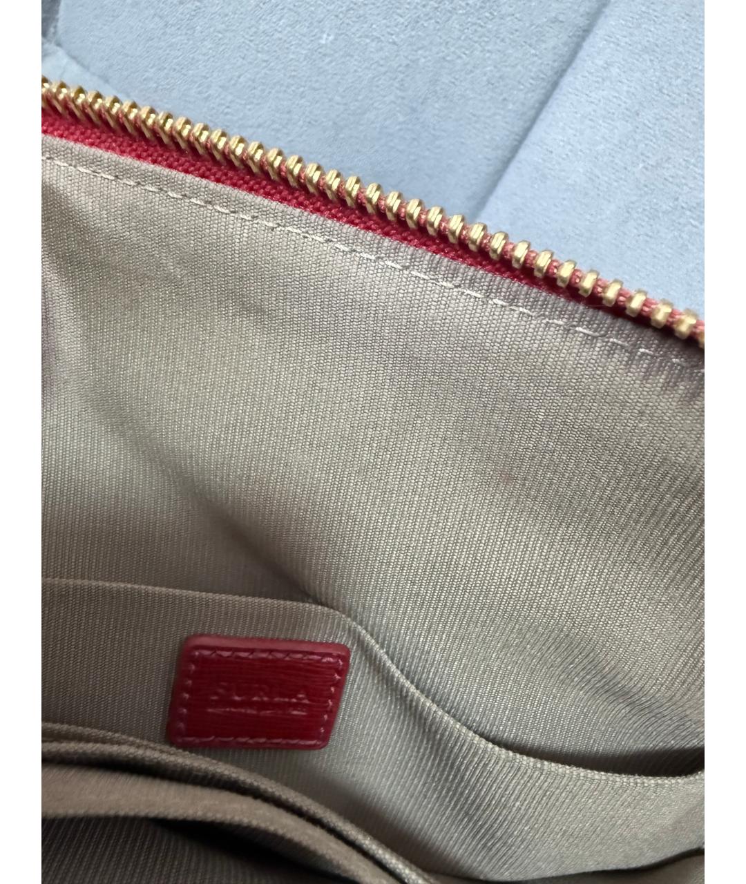 FURLA Бордовая кожаная сумка через плечо, фото 4