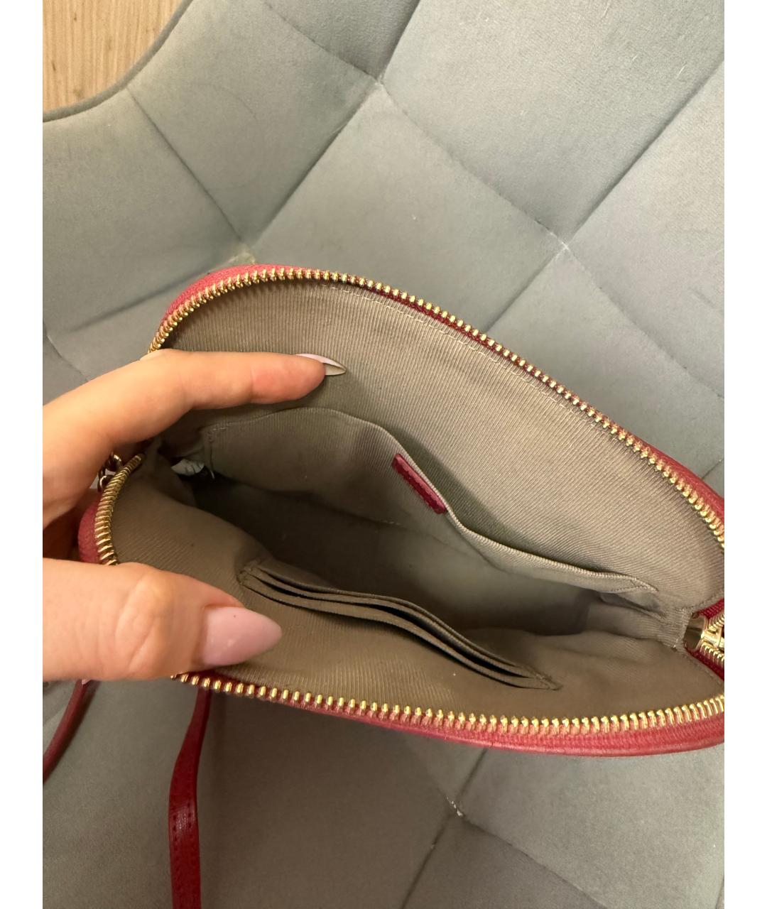 FURLA Бордовая кожаная сумка через плечо, фото 3