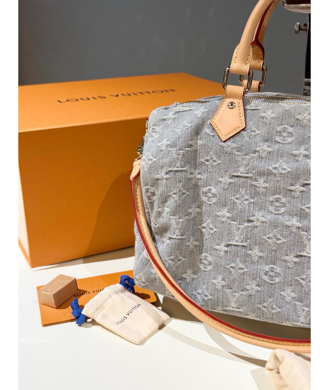 LOUIS VUITTON Серая деним сумка тоут, фото 8