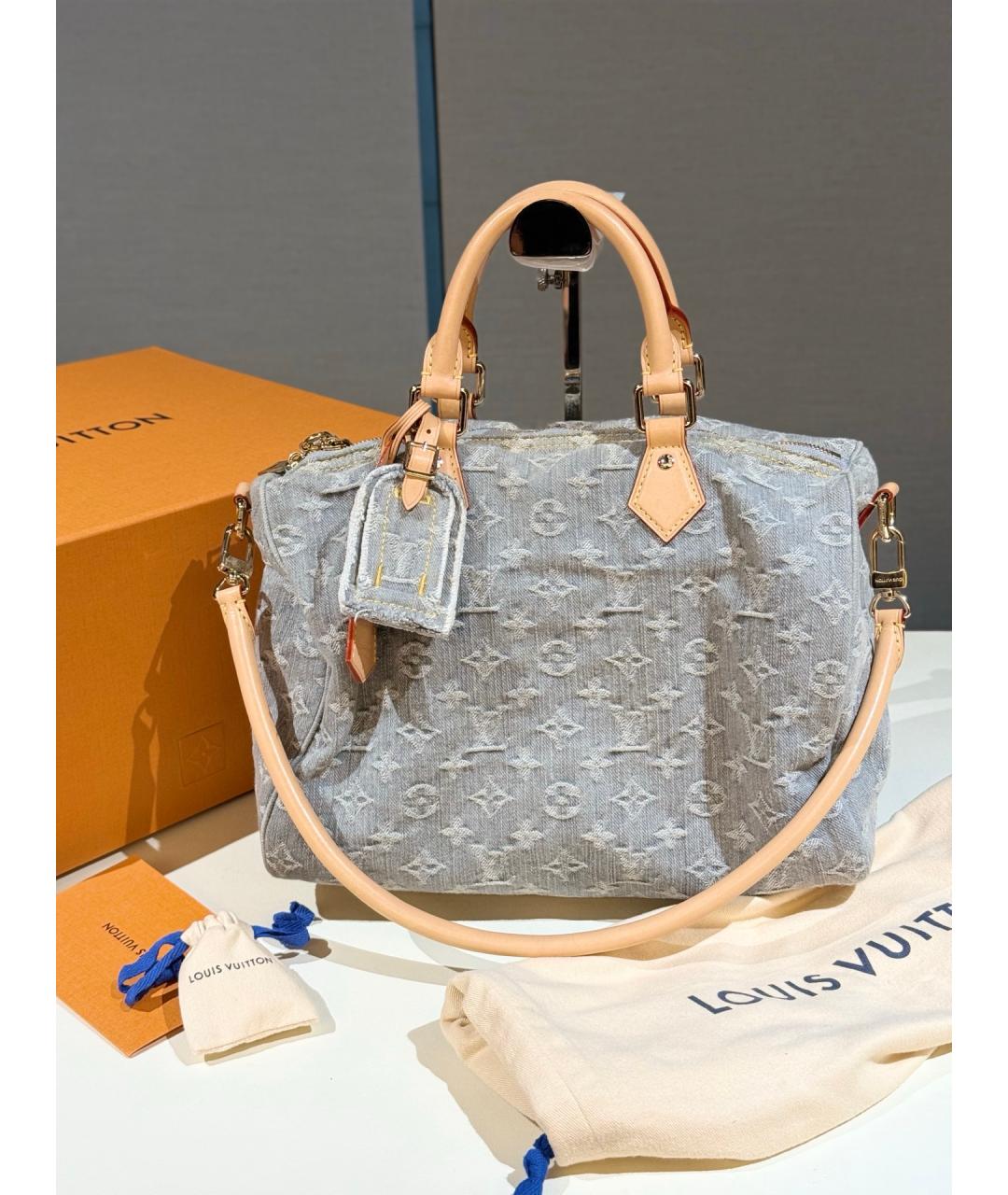 LOUIS VUITTON Серая деним сумка тоут, фото 10