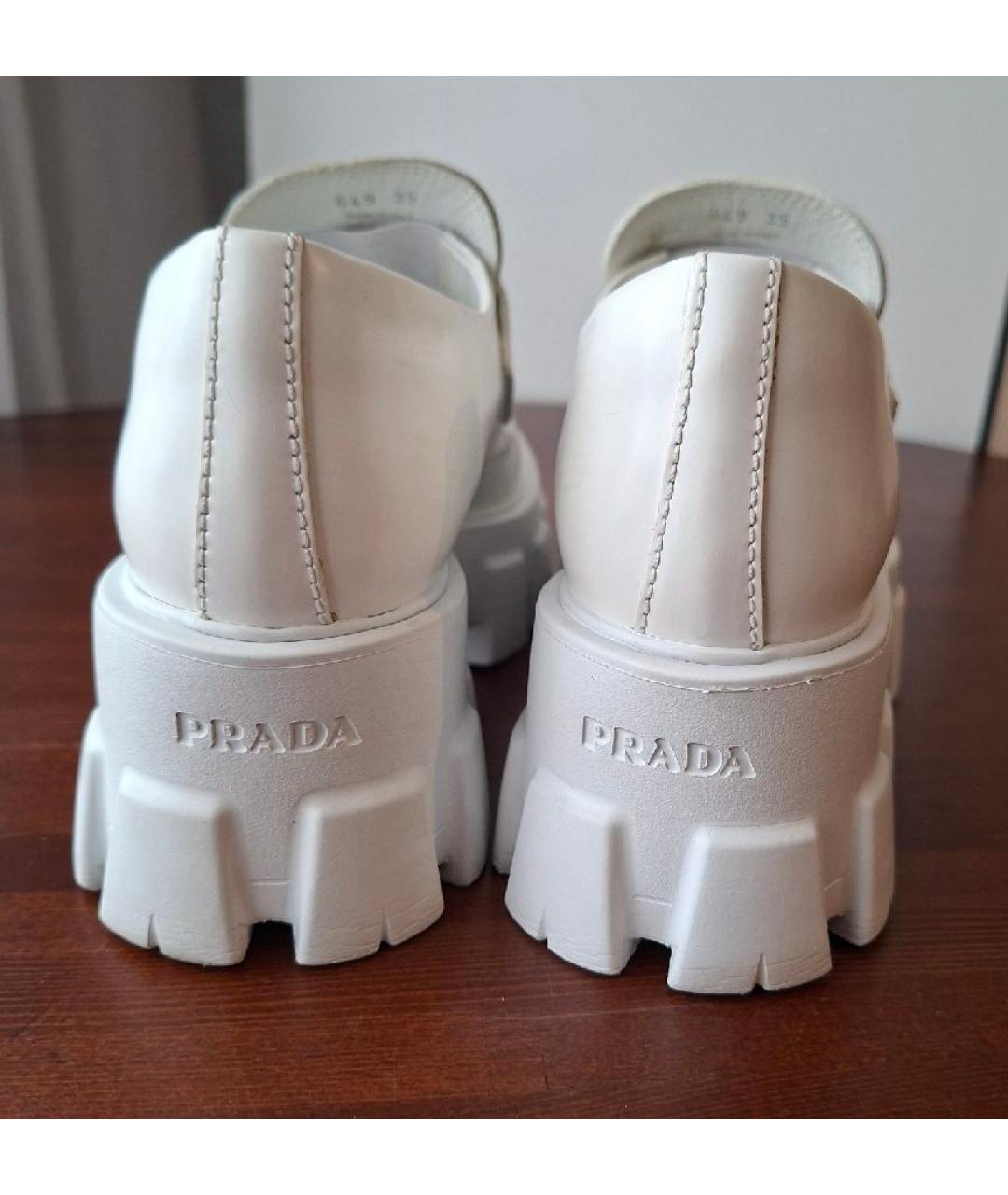 PRADA Белые кожаные лоферы, фото 4