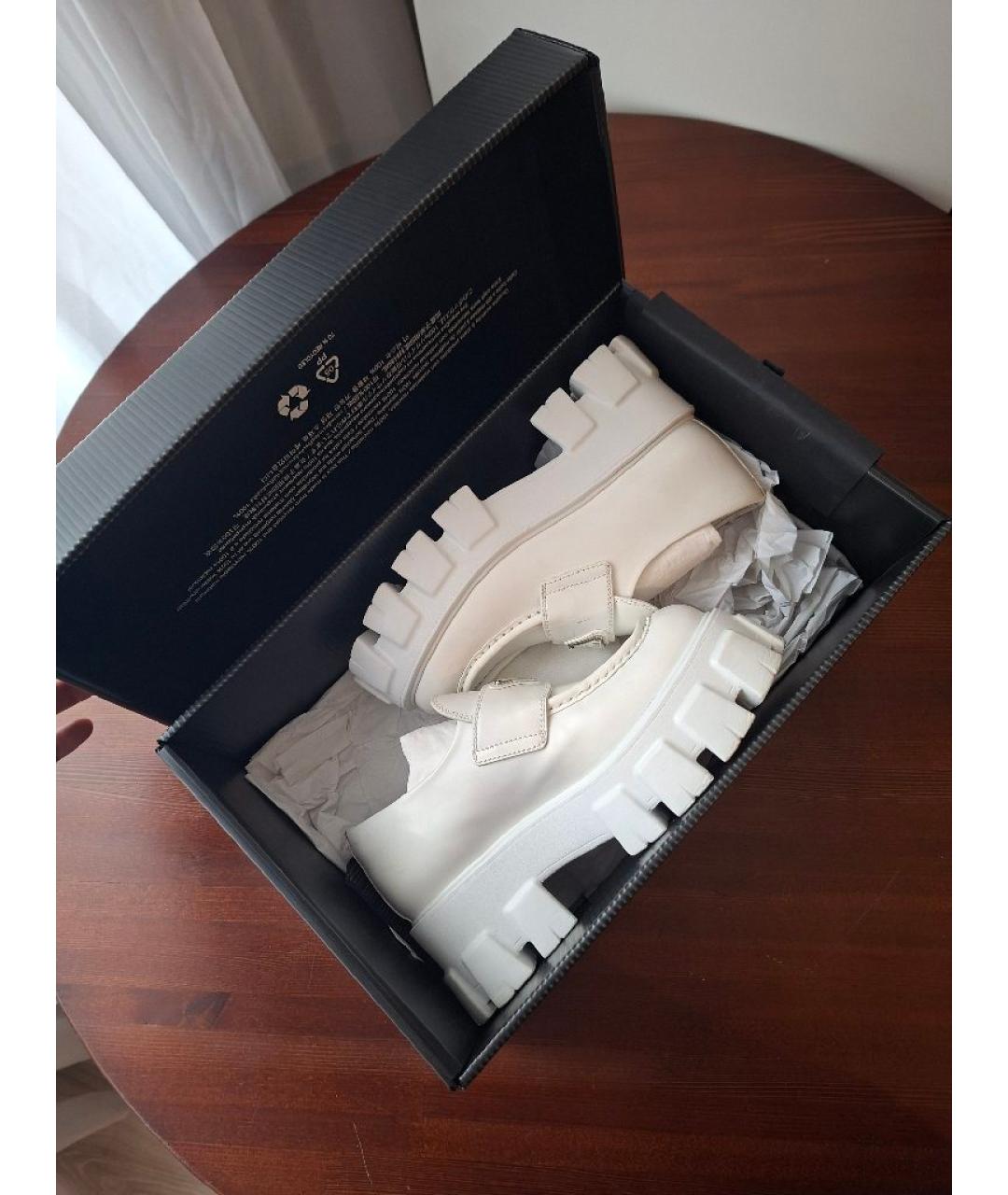 PRADA Белые кожаные лоферы, фото 8