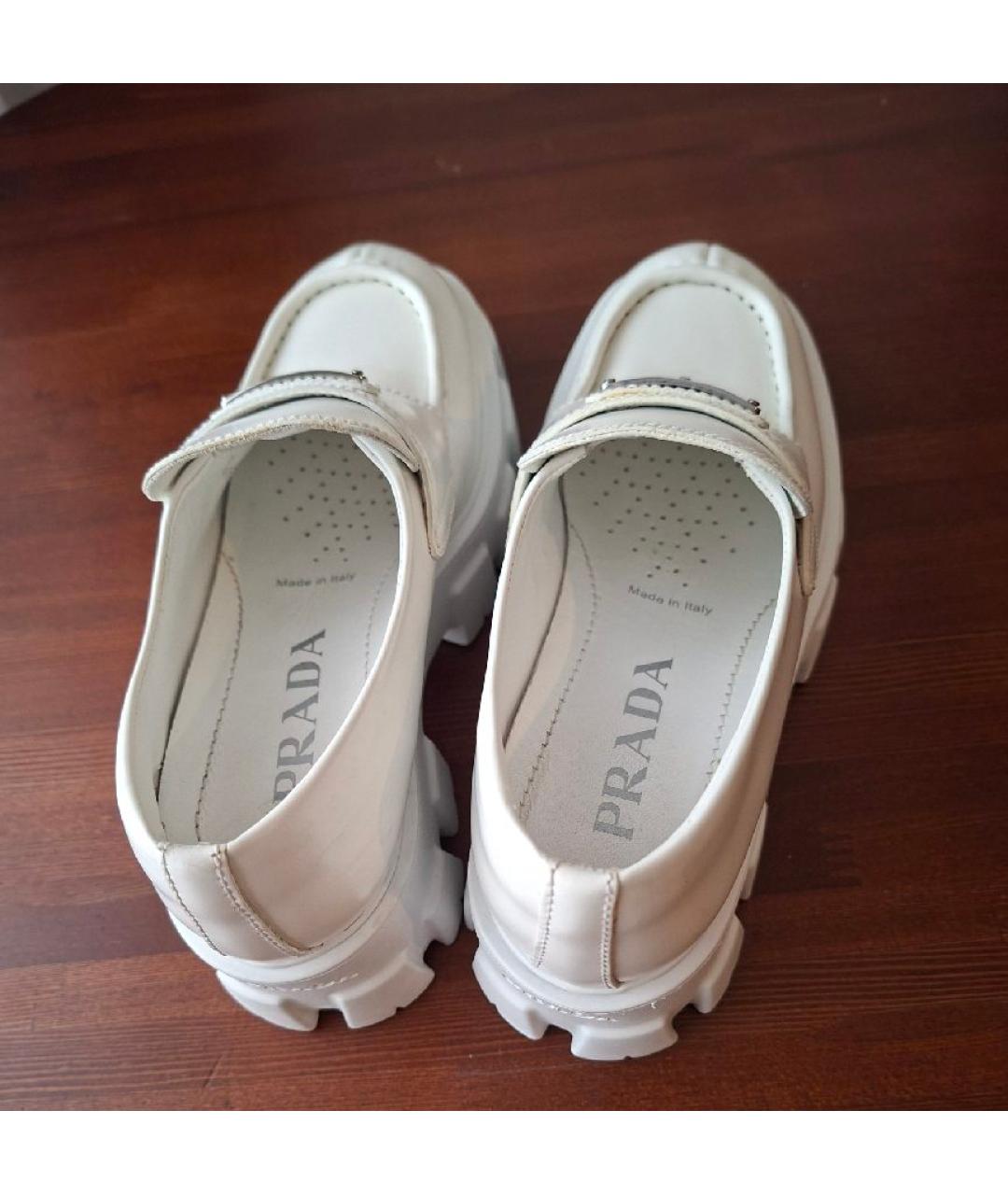 PRADA Белые кожаные лоферы, фото 5