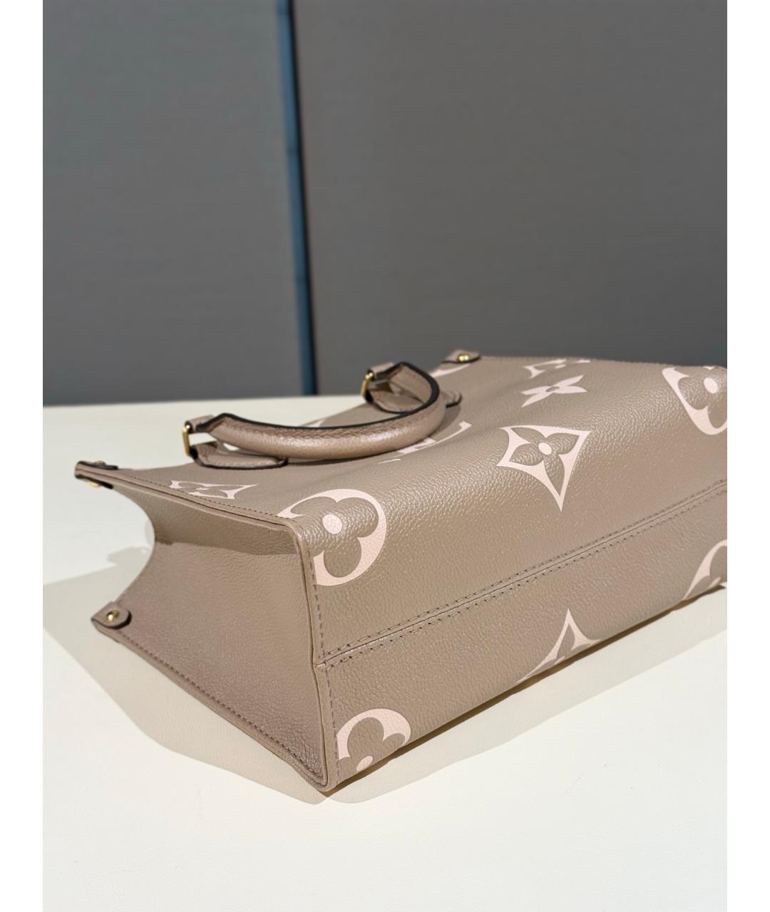 LOUIS VUITTON Бежевая кожаная сумка с короткими ручками, фото 8