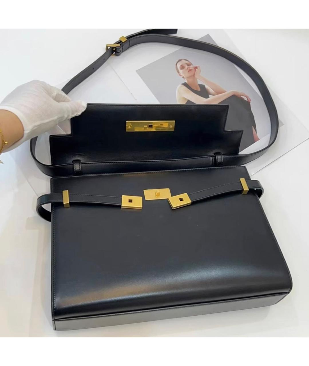 SAINT LAURENT Черная кожаная сумка через плечо, фото 6