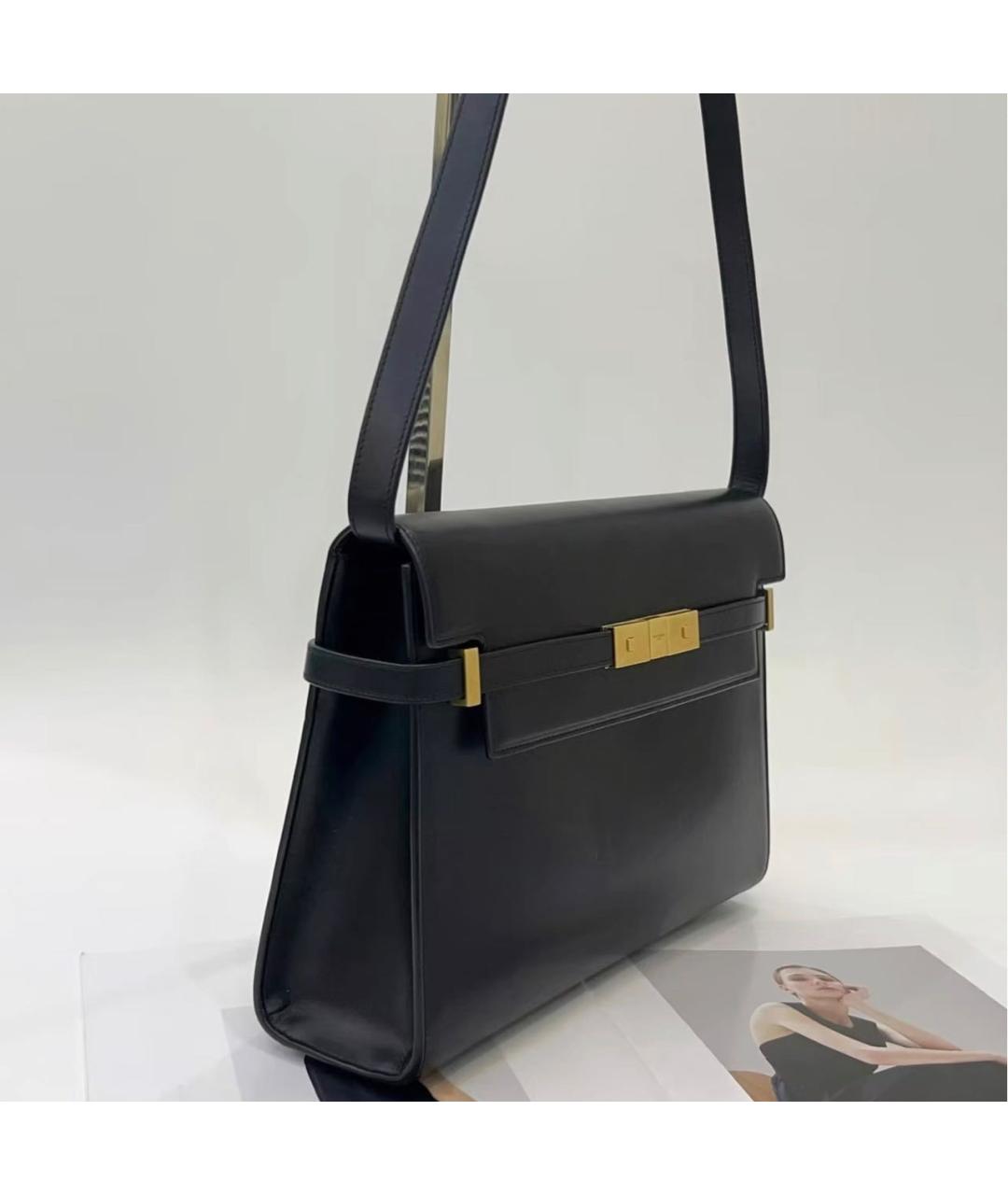 SAINT LAURENT Черная кожаная сумка через плечо, фото 3