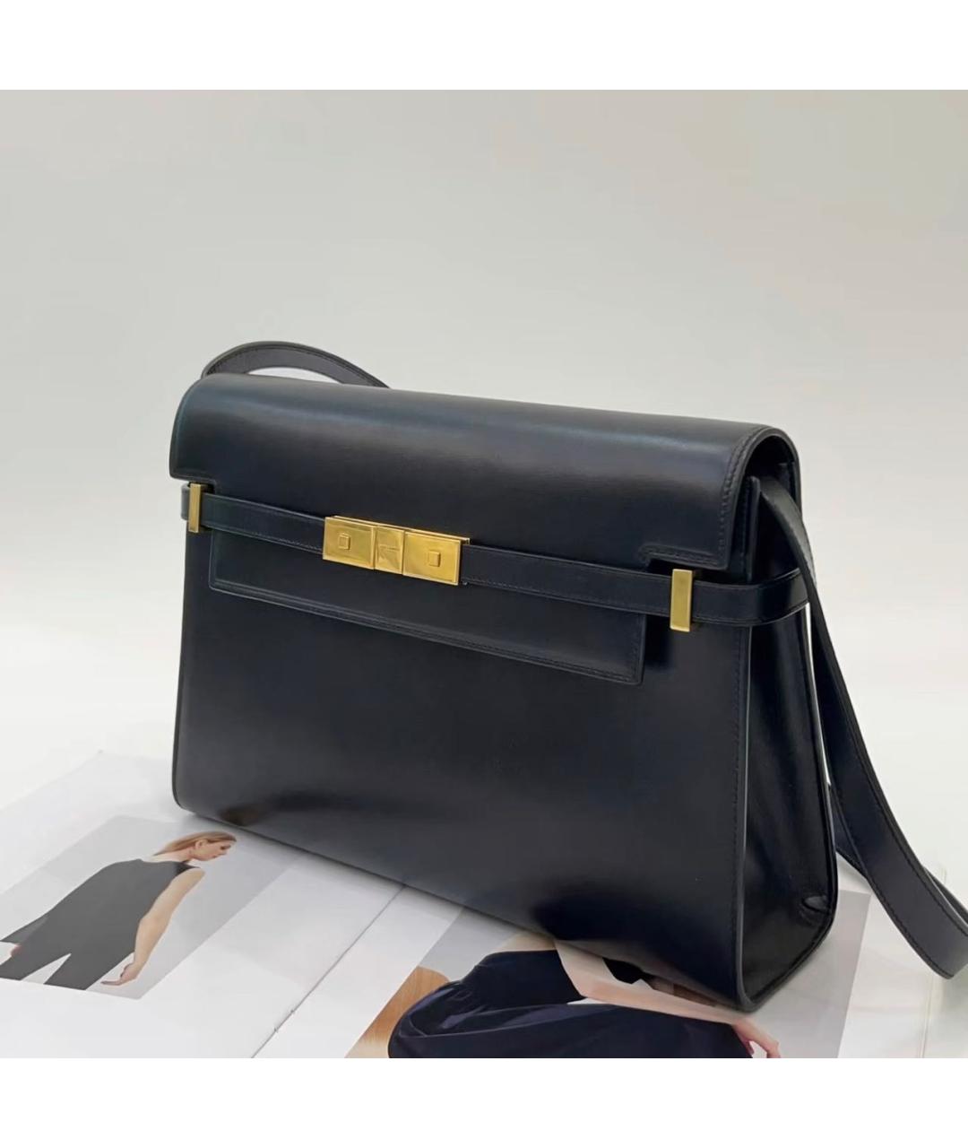 SAINT LAURENT Черная кожаная сумка через плечо, фото 2