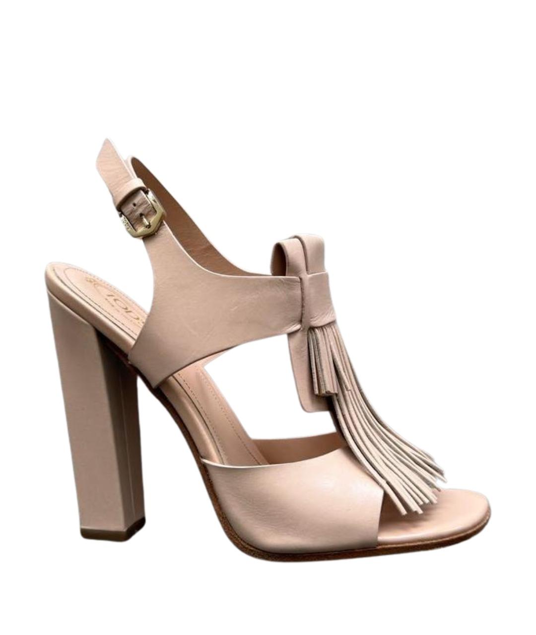 TOD'S Бежевые кожаные босоножки, фото 1