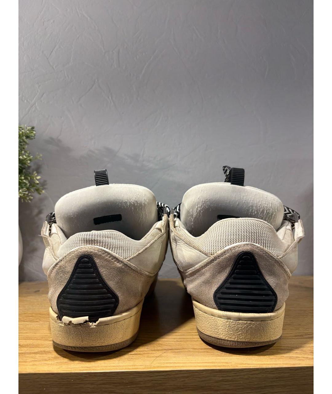 LANVIN Бежевые замшевые низкие кроссовки / кеды, фото 4
