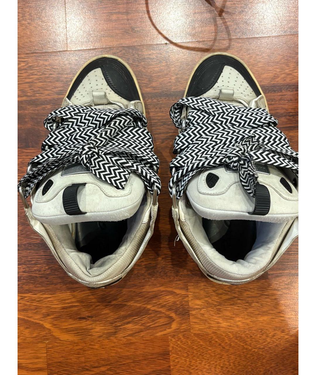 LANVIN Бежевые замшевые низкие кроссовки / кеды, фото 3