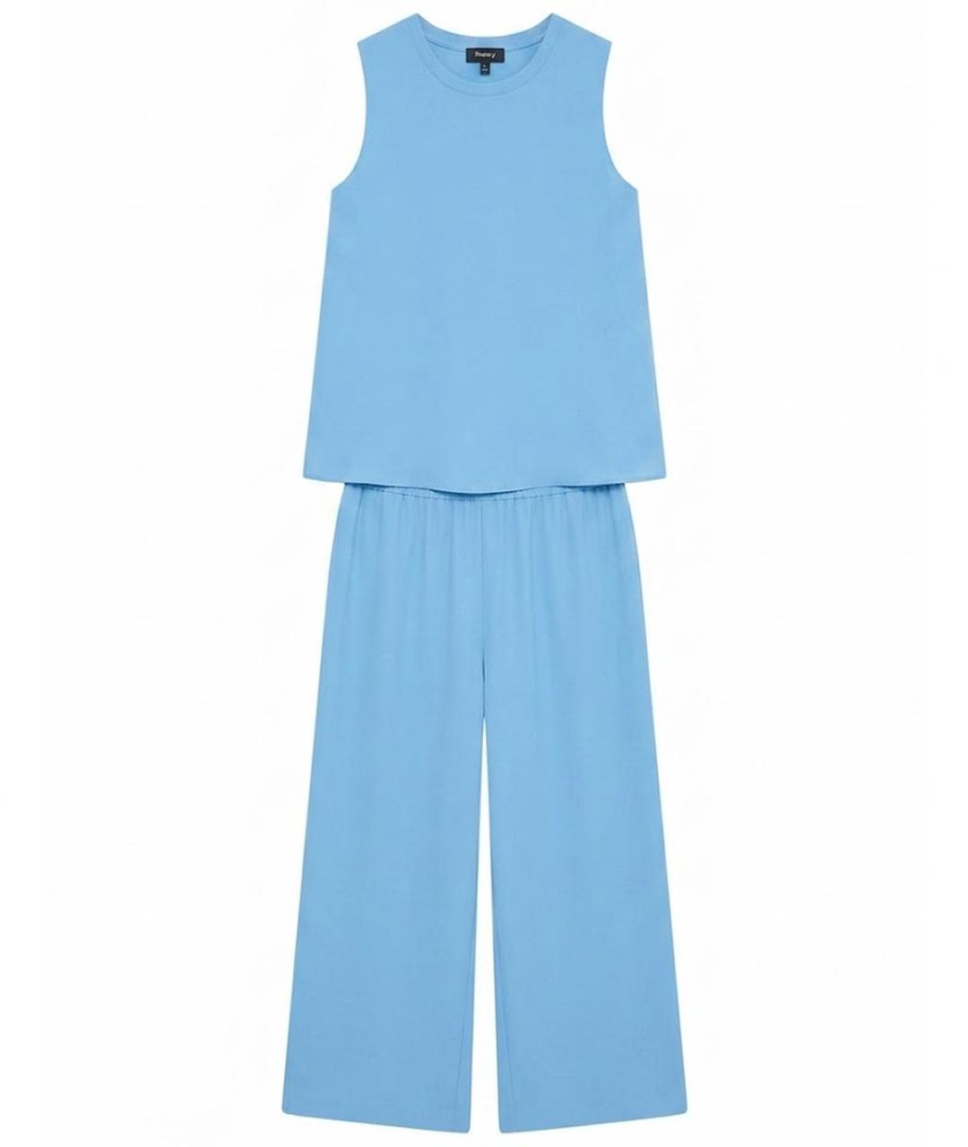 THEORY Голубой креповый костюм с брюками, фото 1