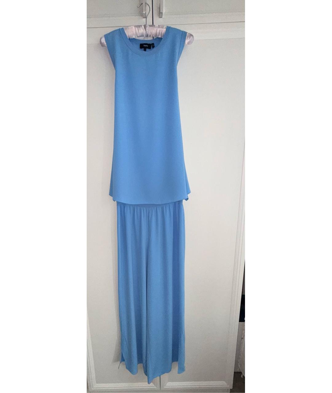 THEORY Голубой креповый костюм с брюками, фото 4