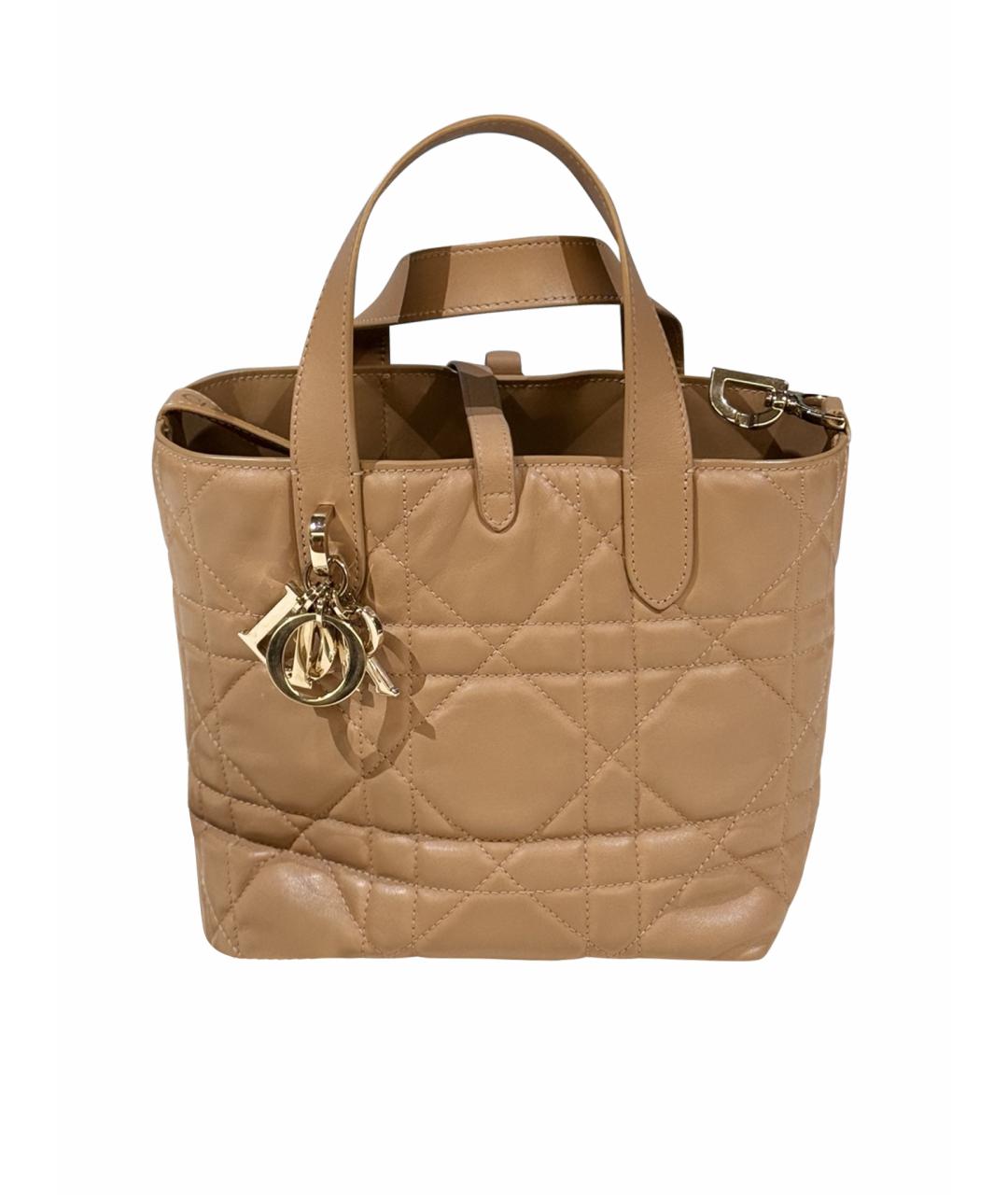 CHRISTIAN DIOR Бежевая кожаная сумка тоут, фото 1