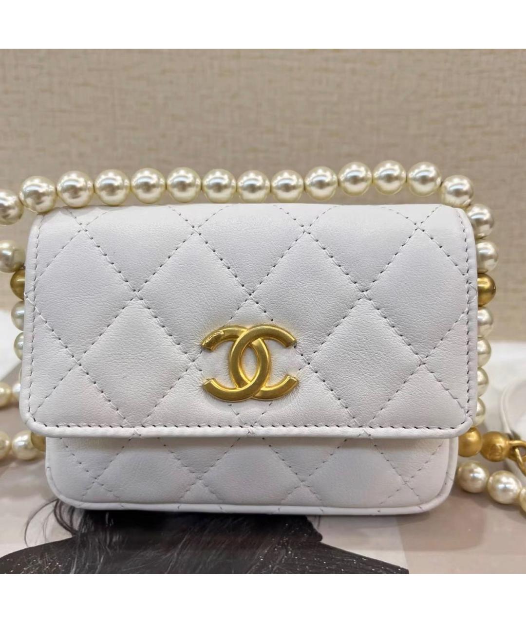 CHANEL Белая кожаная сумка через плечо, фото 2