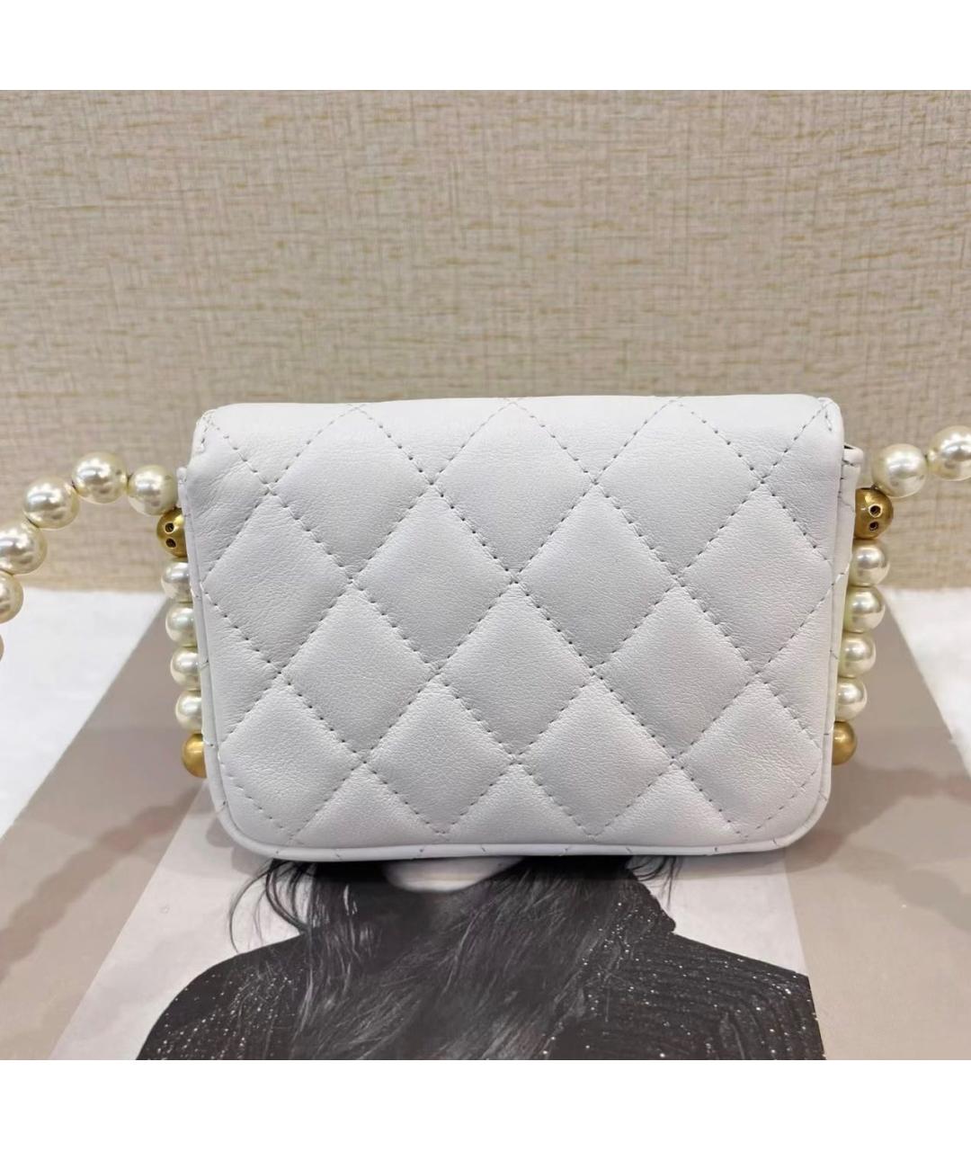 CHANEL Белая кожаная сумка через плечо, фото 5