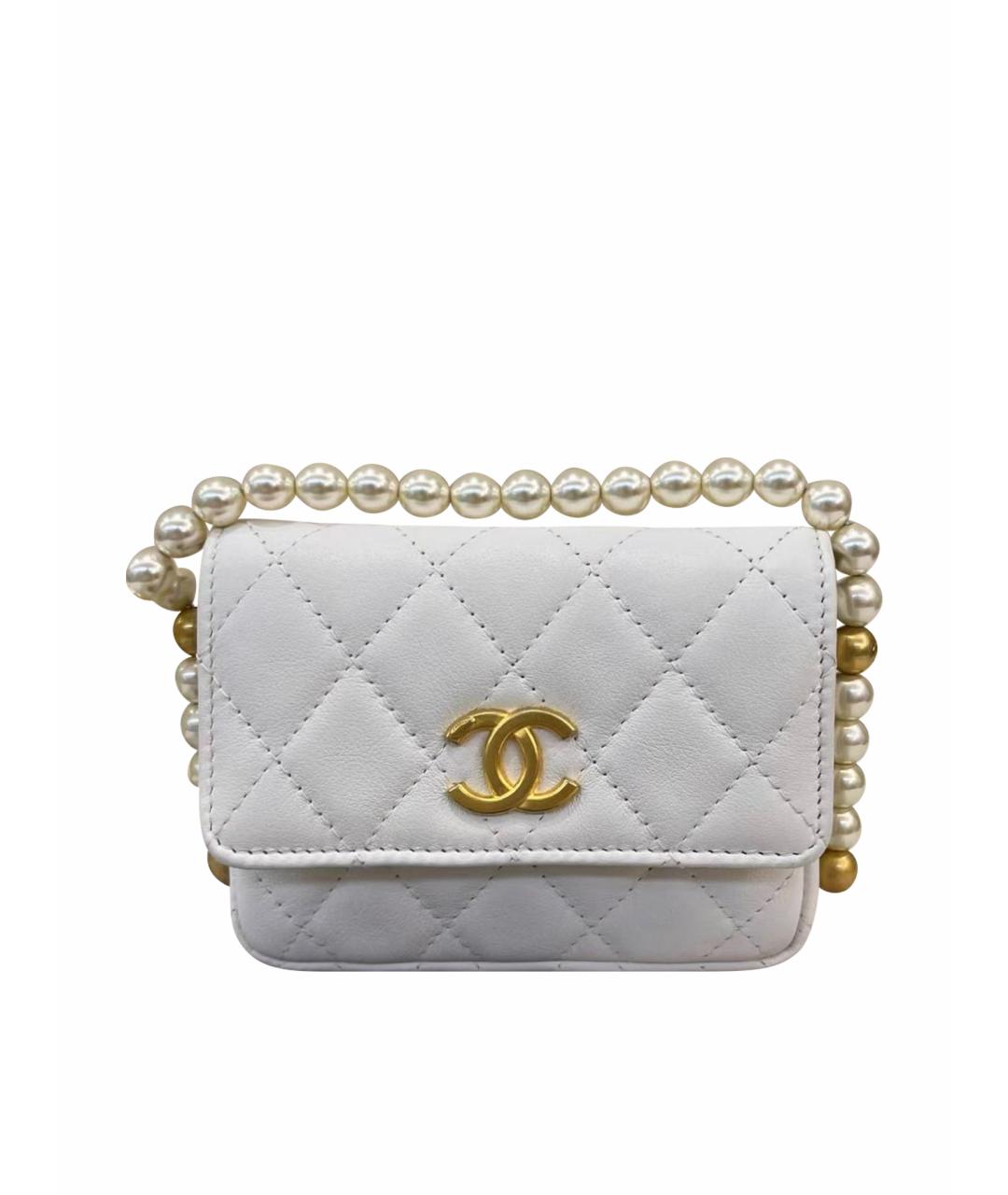 CHANEL Белая кожаная сумка через плечо, фото 7