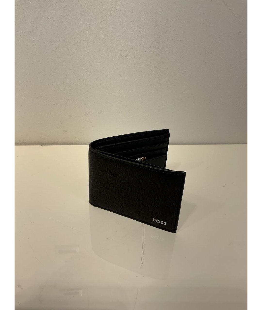 HUGO BOSS Черный кожаный кошелек, фото 4