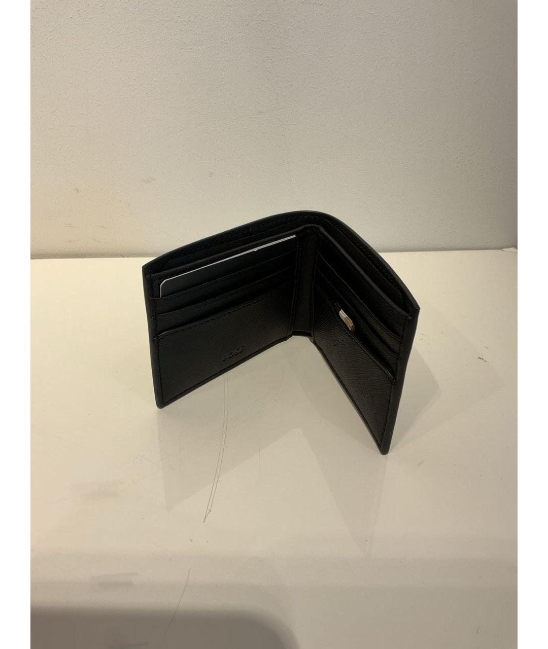 HUGO BOSS Черный кожаный кошелек, фото 2