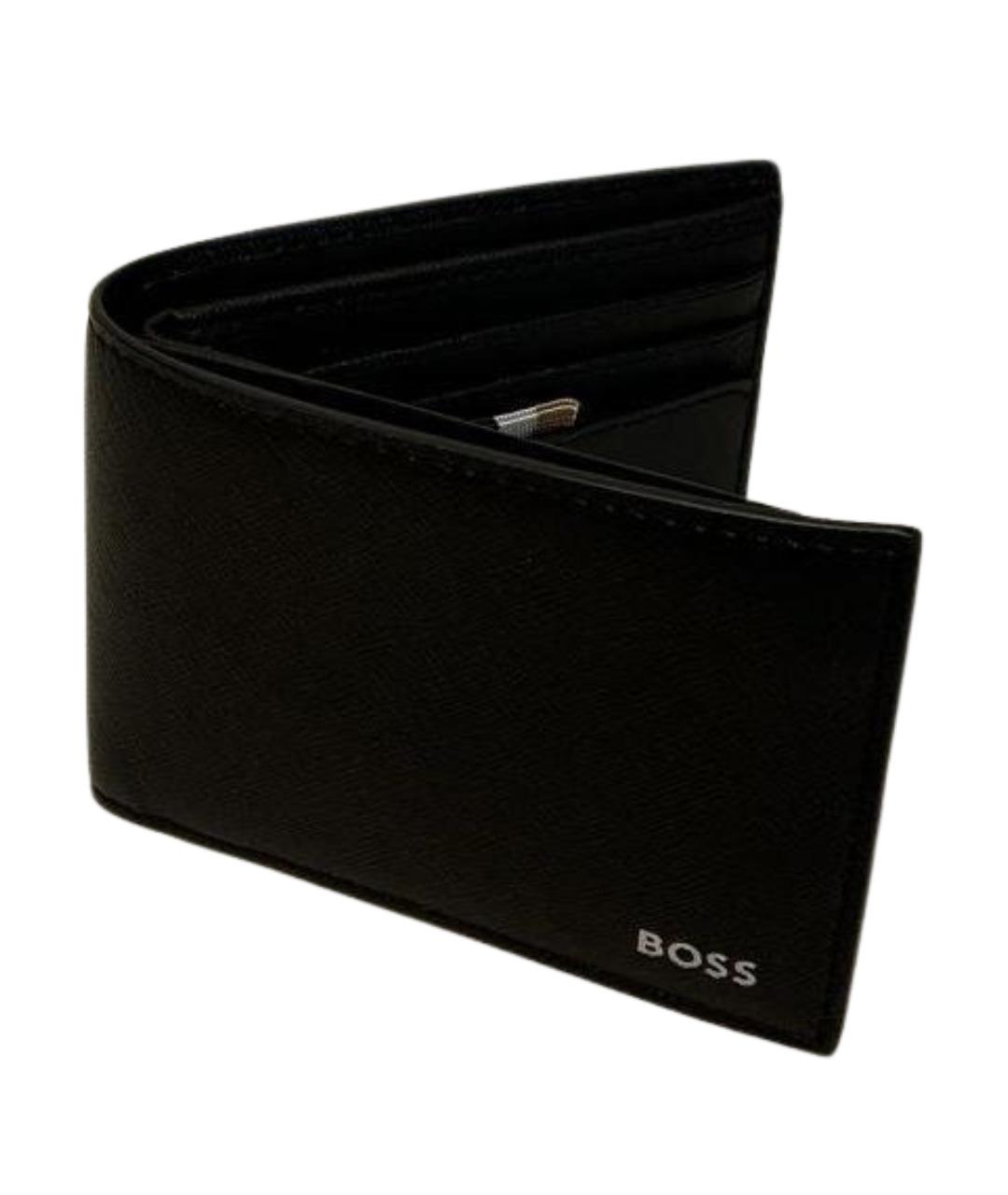 HUGO BOSS Черный кожаный кошелек, фото 1