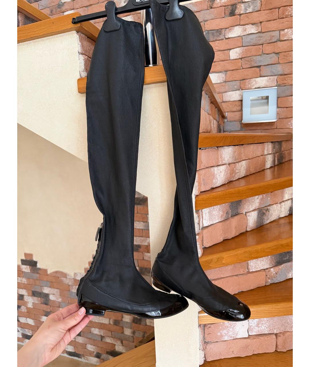 CHANEL Черные ботфорты, фото 8