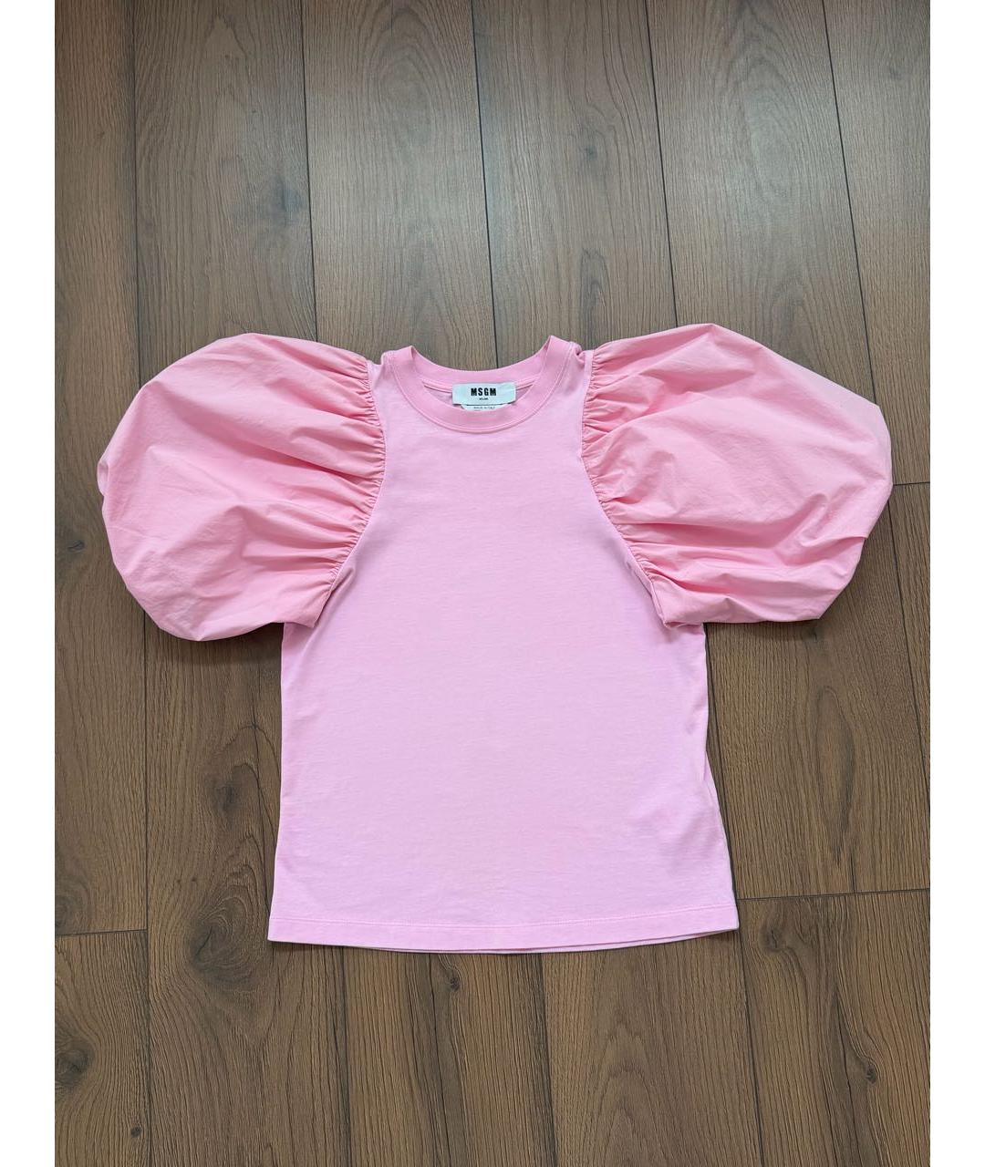 MSGM Розовая хлопковая футболка, фото 3