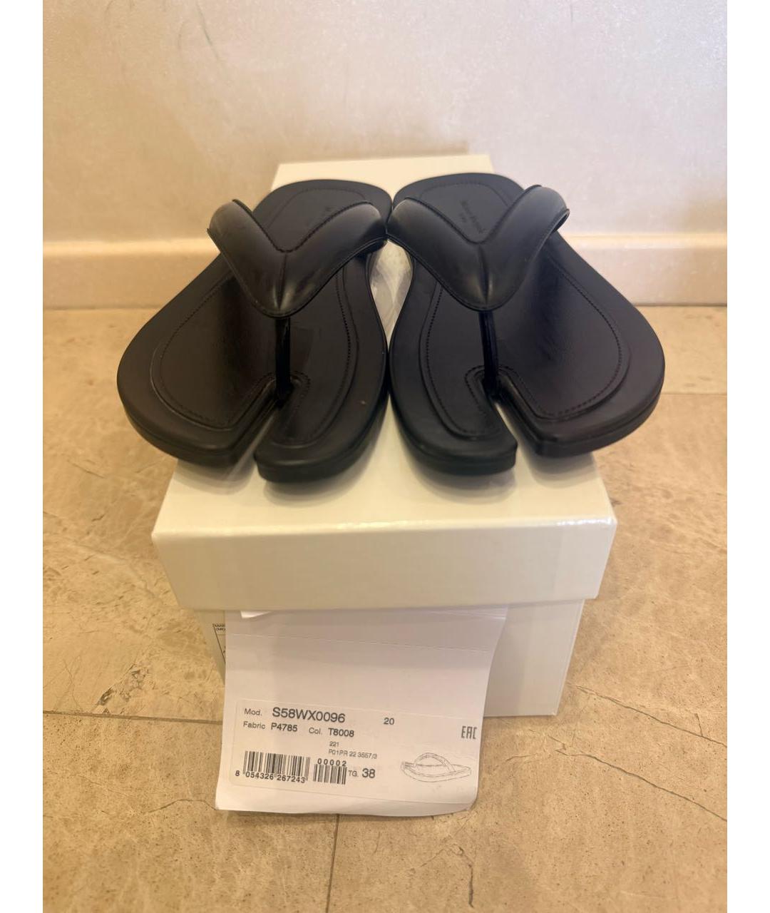 MAISON MARGIELA Черные резиновые шлепанцы, фото 5