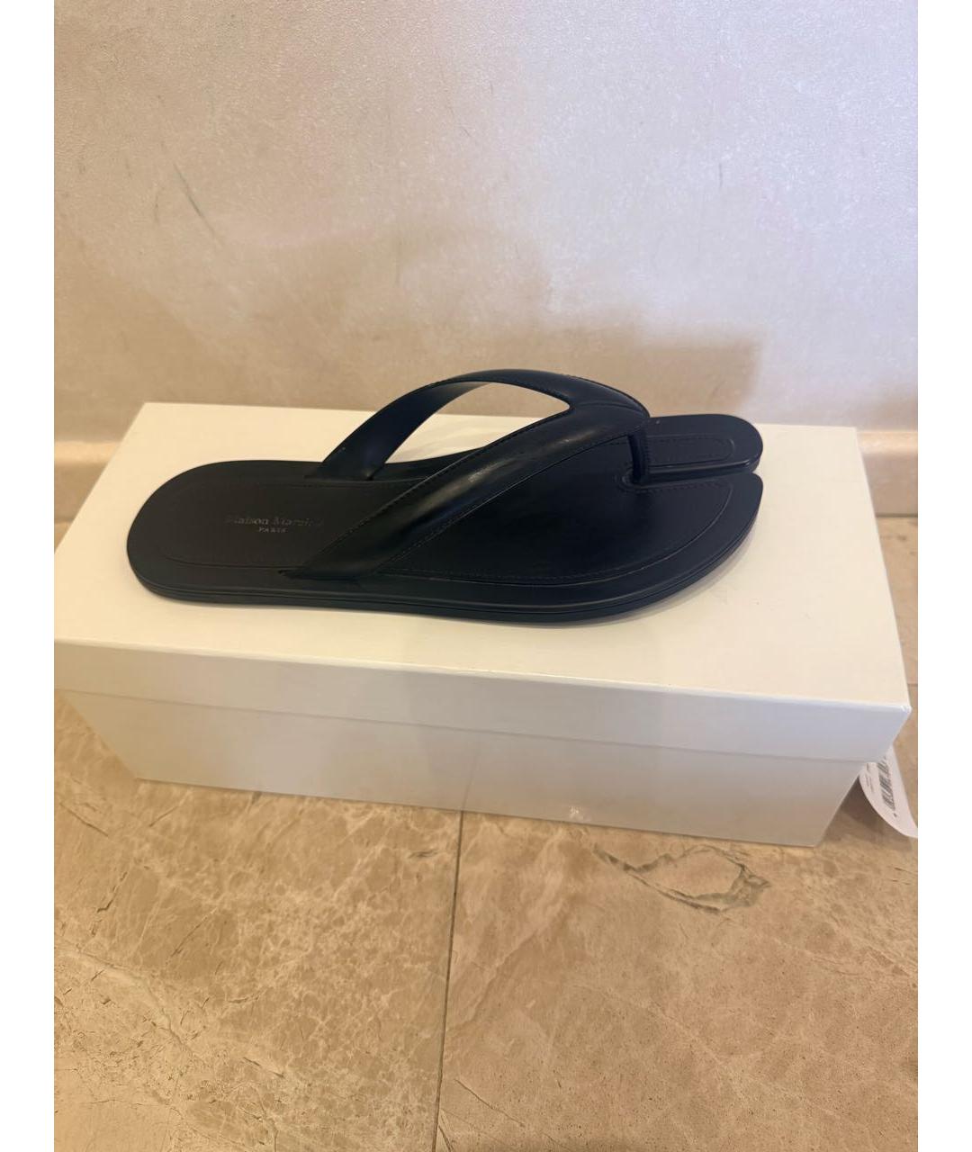 MAISON MARGIELA Черные резиновые шлепанцы, фото 6