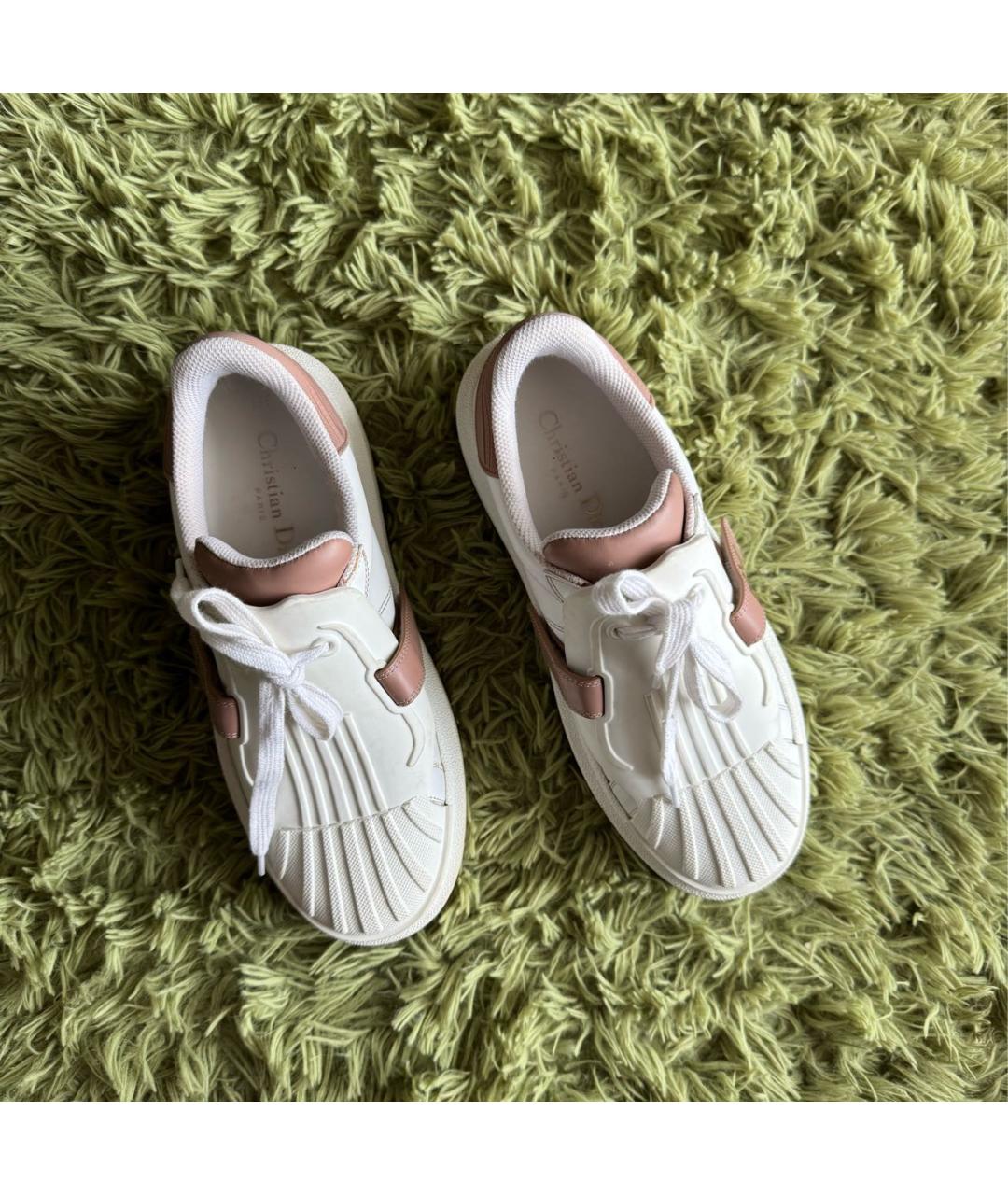 CHRISTIAN DIOR Бежевые кожаные кроссовки, фото 6