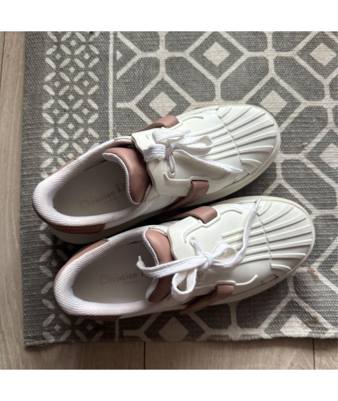 CHRISTIAN DIOR Бежевые кожаные кроссовки, фото 3