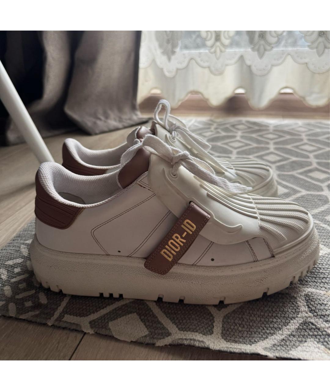CHRISTIAN DIOR Бежевые кожаные кроссовки, фото 7