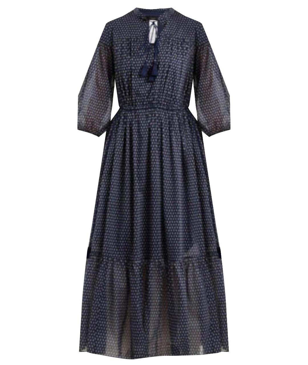 WEEKEND MAX MARA Темно-синее шелковое повседневное платье, фото 1