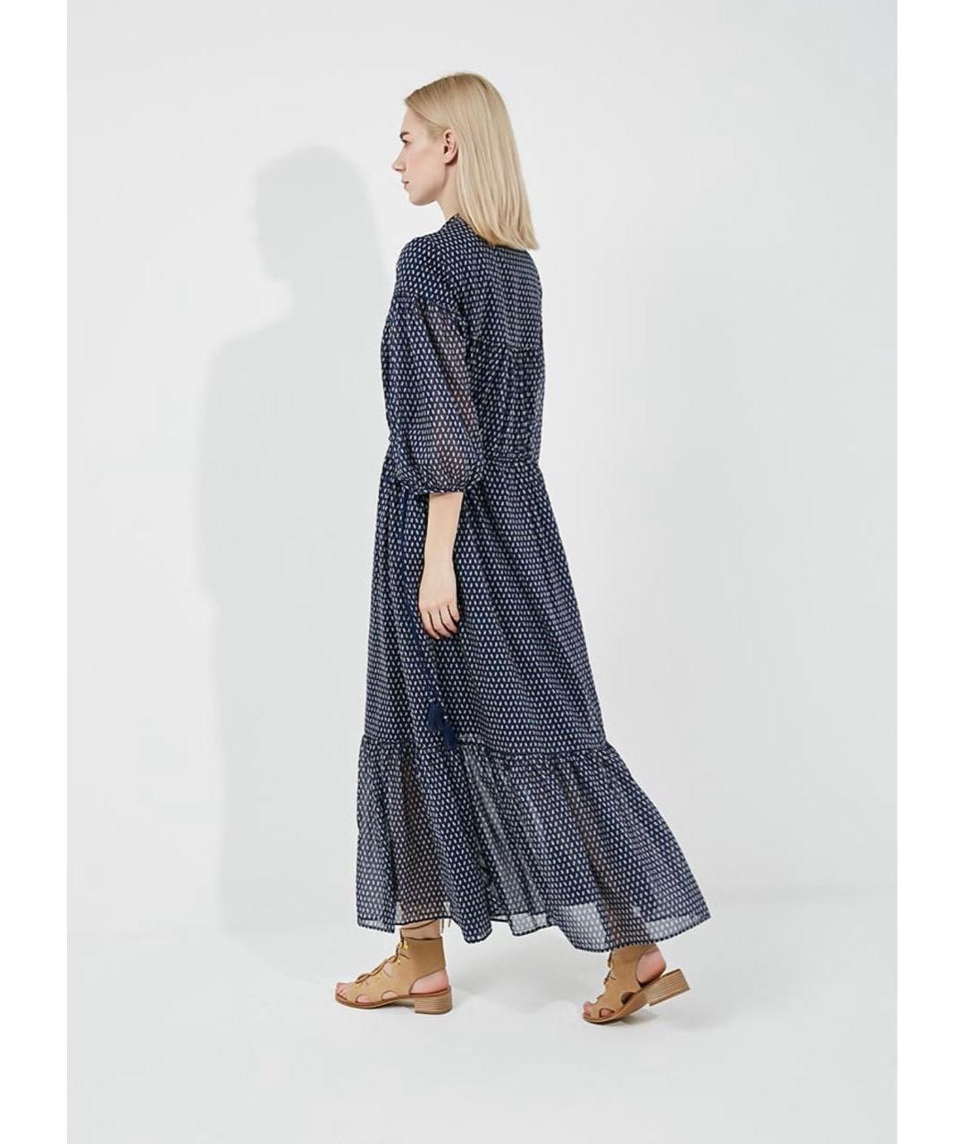 WEEKEND MAX MARA Темно-синее шелковое повседневное платье, фото 3