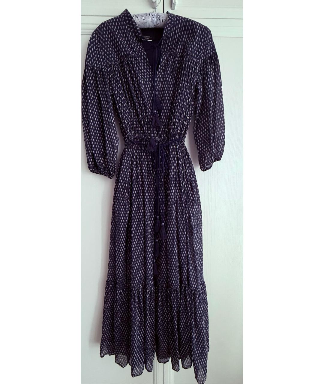 WEEKEND MAX MARA Темно-синее шелковое повседневное платье, фото 2