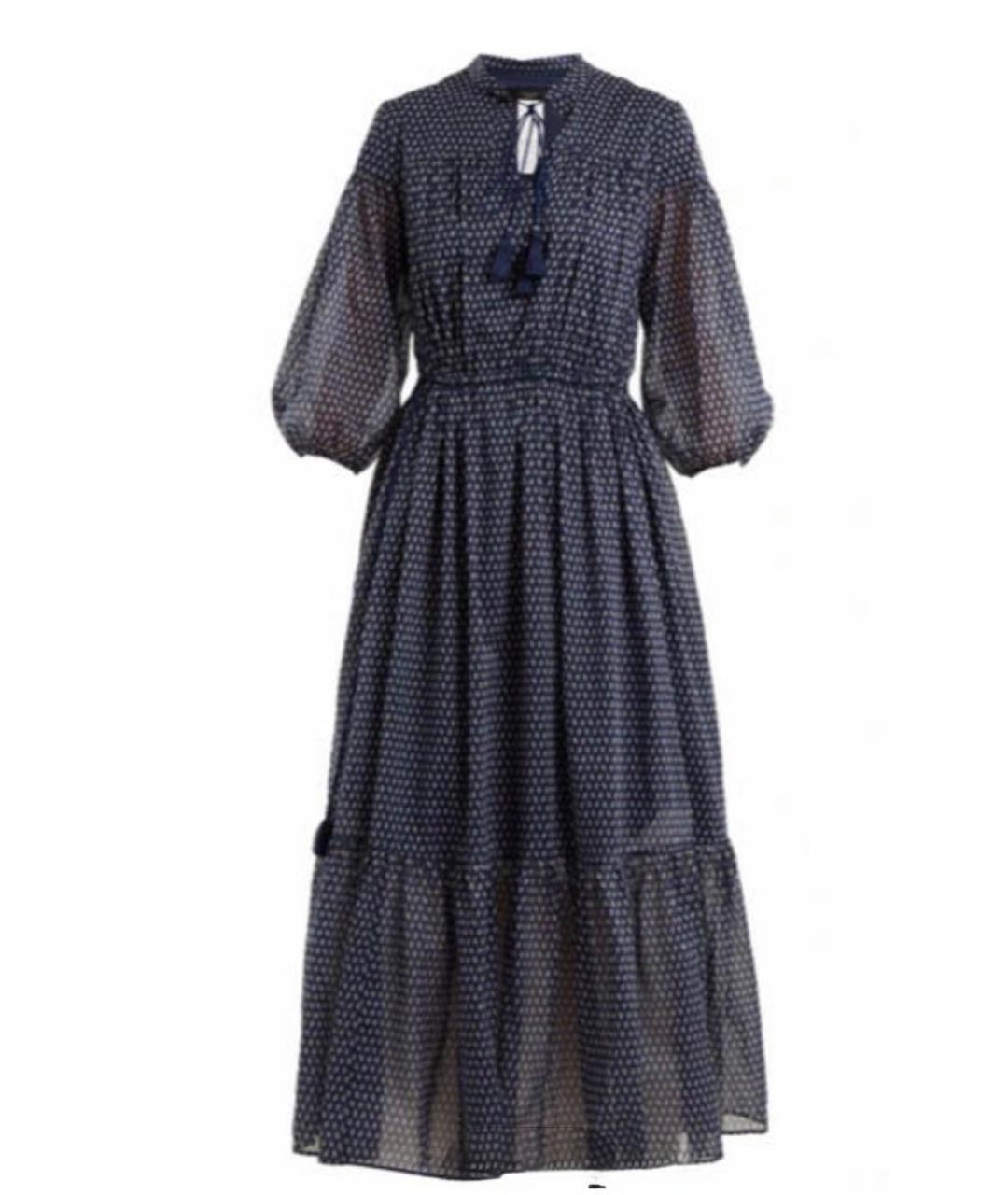 WEEKEND MAX MARA Темно-синее шелковое повседневное платье, фото 5