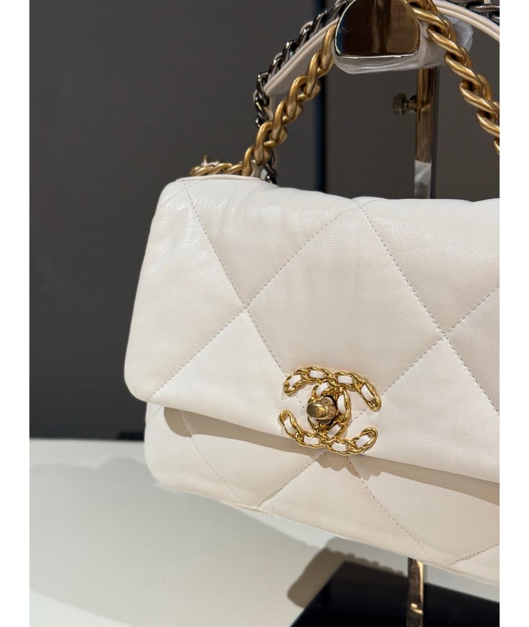 CHANEL Белая кожаная сумка через плечо, фото 4
