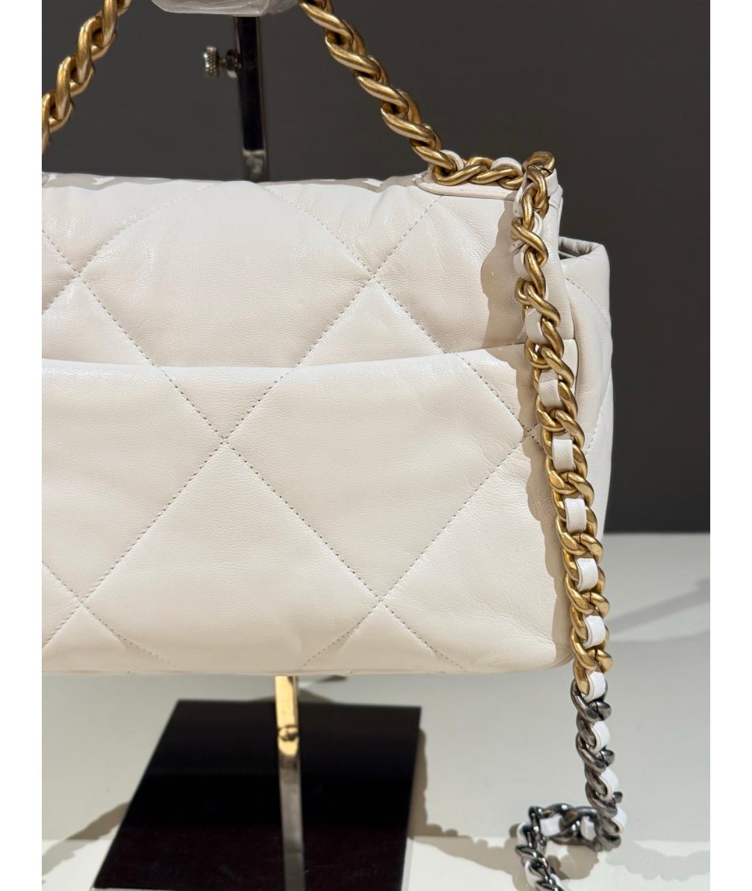 CHANEL Белая кожаная сумка через плечо, фото 7