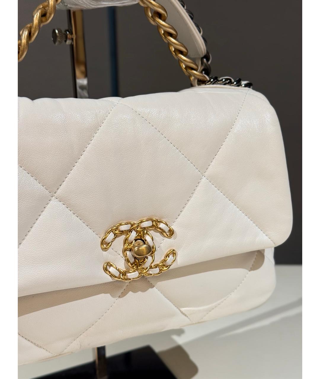CHANEL Белая кожаная сумка через плечо, фото 5