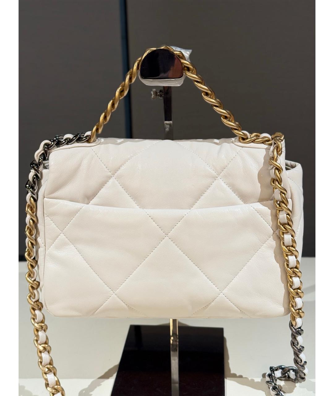 CHANEL Белая кожаная сумка через плечо, фото 6