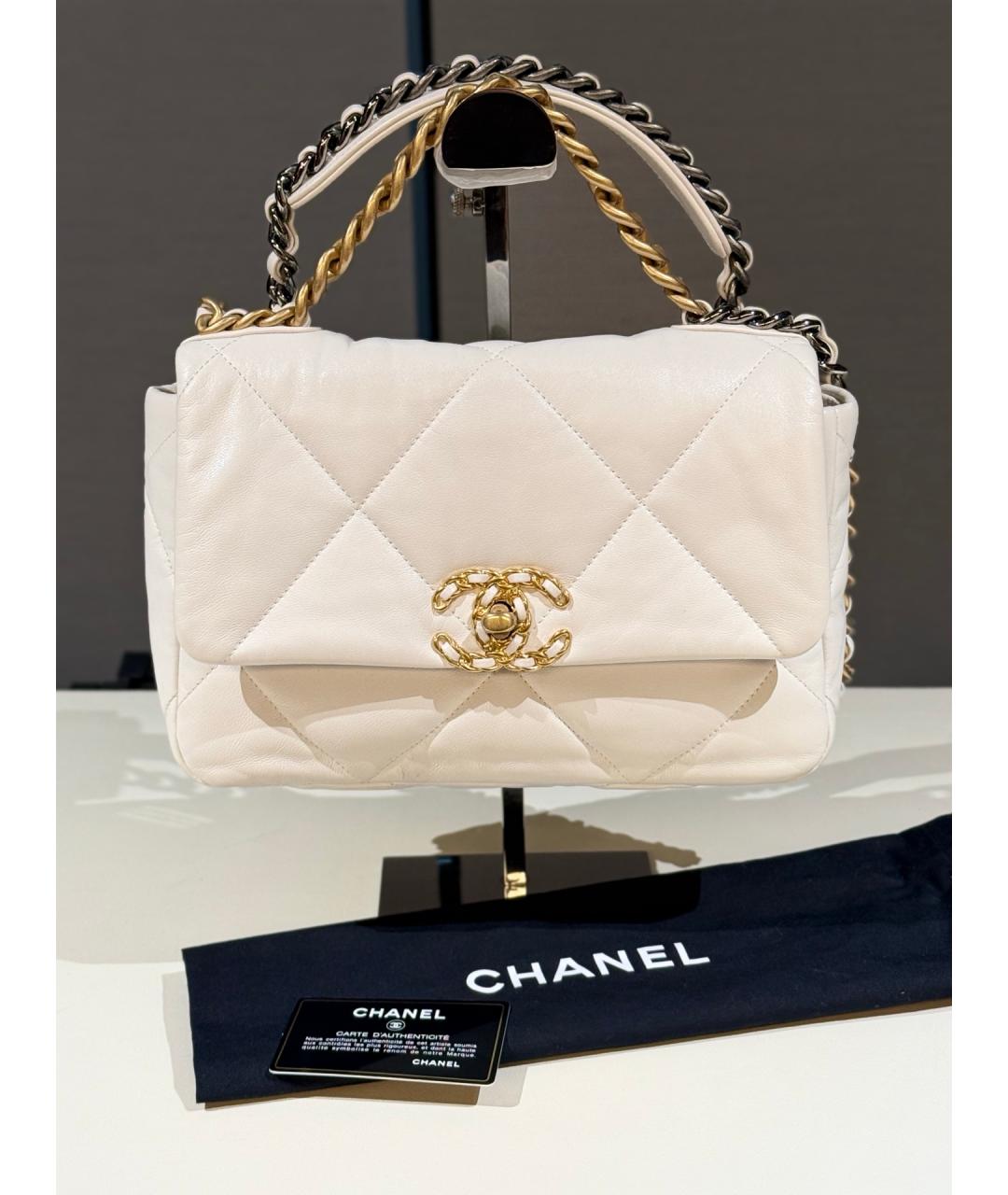 CHANEL Белая кожаная сумка через плечо, фото 10