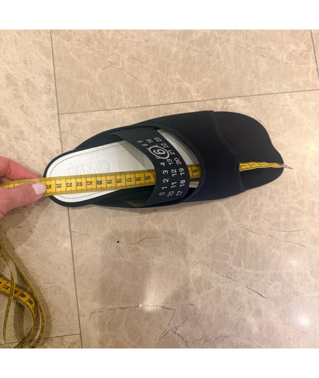 MM6 MAISON MARGIELA Черные синтетические шлепанцы, фото 5