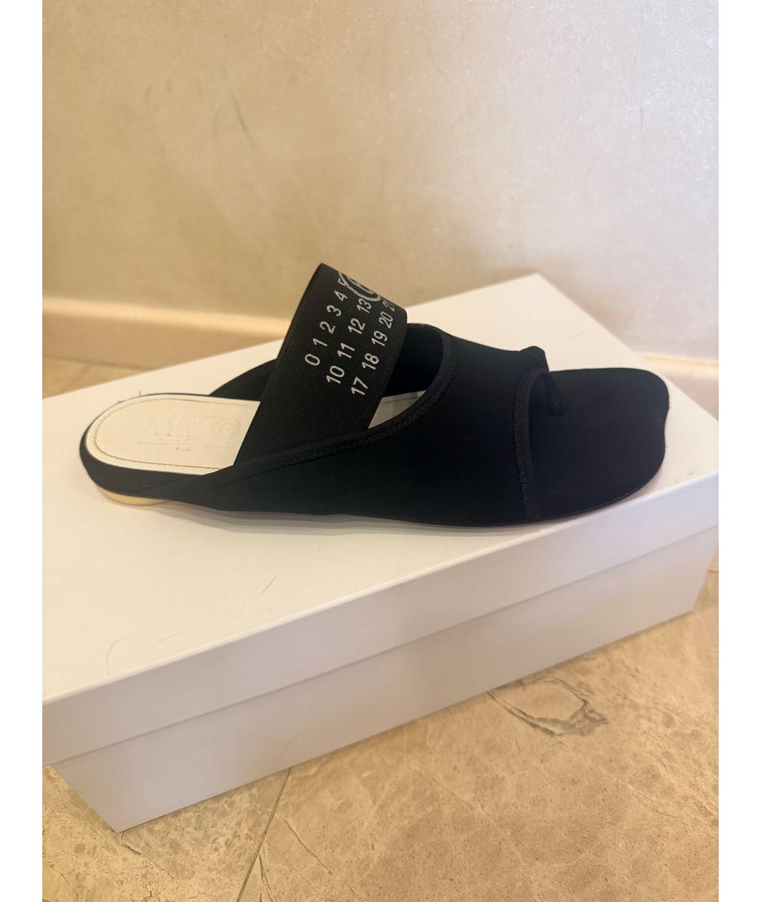 MM6 MAISON MARGIELA Черные синтетические шлепанцы, фото 6