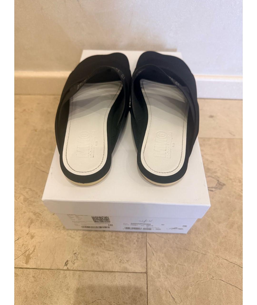 MM6 MAISON MARGIELA Черные синтетические шлепанцы, фото 3