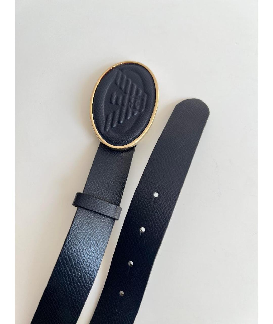 EMPORIO ARMANI Темно-синий кожаный ремень, фото 2